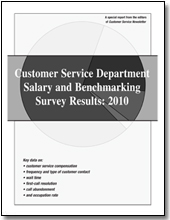 Customer Service Department Salary and Benchmarking Survey Results: 2010